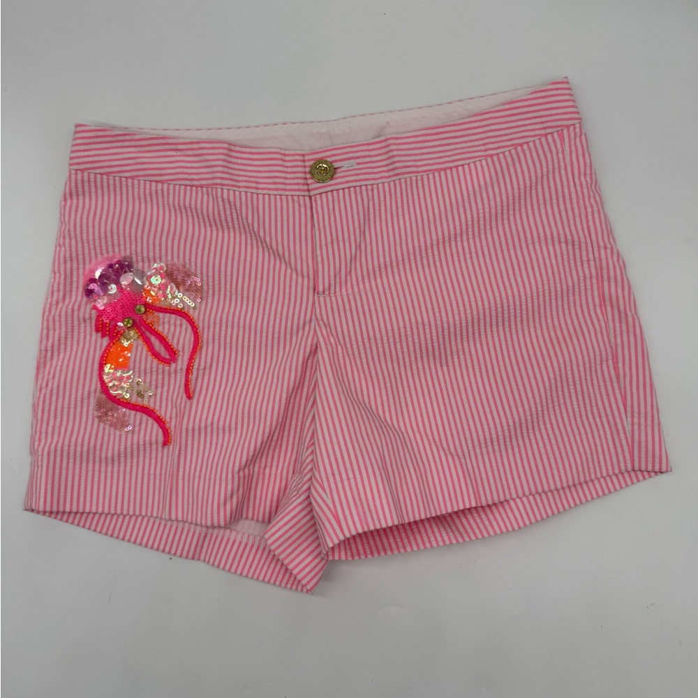 Lilly Pulitzer SZ 6 Callahan Party Women’s Short Pink White Stripe Seers…